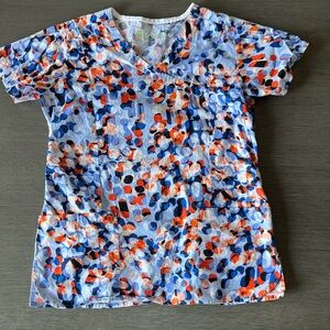 Colorful Patterned Scrub Top